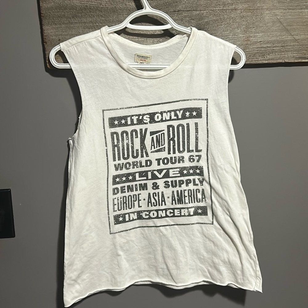 Y2K Vintage Ralph Lauren denim & supply muscle rock ‘n’ roll graphic shirt